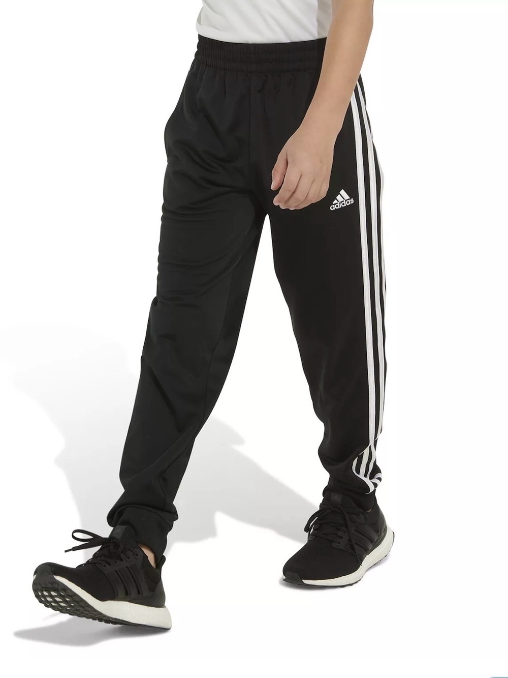 adidas Black Track Pants with White Three-Stripes